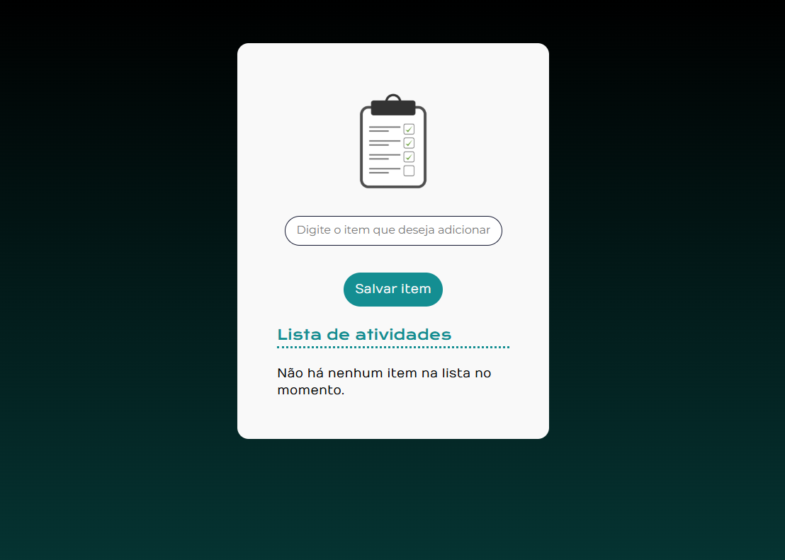 Print de uma tela mostrando um site para lista de tarefas.